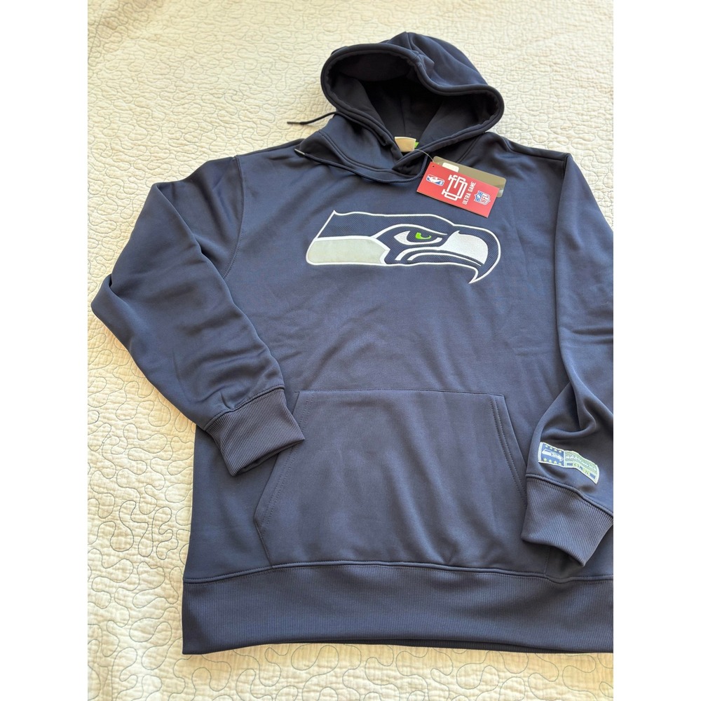 NFL Ultra Game‎ Seattle Seahawks Navy Blue Pullover Hoodie Mens Size Medium #121